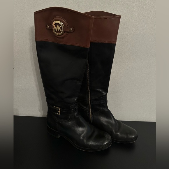 Michael Kors Leather Boots black and mocha Women's 7 - Picture 5 of 5